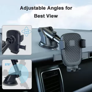 Mobile Holder suitable for Dashboard with Hooks and Adjustable Angle on Mobile Accessories Black 1 Piece-image-6316343