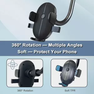 Mobile Holder suitable for Windscreen with Suction Cup and Flexible Arm on Mobile Accessories Black 1 Piece-image-6316354