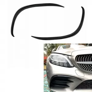 Front Bumper Splitters suitable for Mercedes-Benz C-Class W205 / C205 / S205 2014-2018 A Design Line Gloss Black 2 pcs-image-6316594