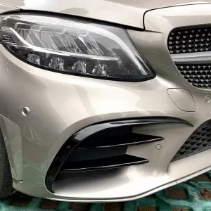 Front Bumper Splitters suitable for Mercedes-Benz C-Class W205 / C205 / S205 2014-2018 A Design Line Gloss Black 2 pcs-image-6316598