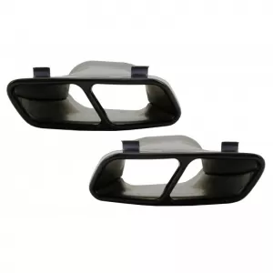 Exhaust Pipes suitable for Mercedes-Benz A-Class W176 12-18 A Design A45 / CLA W117 13-18 Black (2 Double)-image-6316688