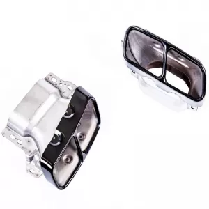 Exhaust Pipes suitable for Mercedes-Benz A-Class W176 12-18 A Design A45 / CLA W117 13-18 Black (2 Double)-image-6316692
