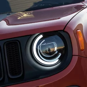 Headlights Set Suitable for Jeep Renegade 2014+ DRL Tube Lights Black H7 Manual Akkon-image-6317451