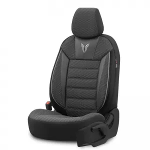 Seat Covers Otom Toro Design Universal Cotton / Artificial Leather Front / Rear Set 11 Pieces Black / Gray ΤRΟ-902-image-6317500