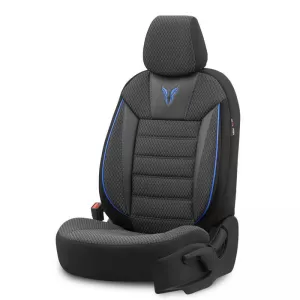 Seat Covers Otom Toro Design Universal Cotton / Artificial Leather Front / Rear Set 11 Pieces Black / Blue ΤRΟ-903-image-6317516
