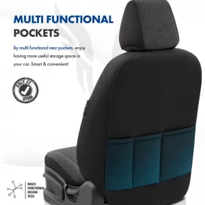 Seat Covers Otom Toro Design Universal Cotton / Artificial Leather Front / Rear Set 11 Pieces Black / Blue ΤRΟ-903-image-6317518