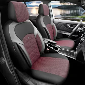 Seat Covers Otom Toro Design Universal Jacquard/ Leather Front / Rear Set 11 Pieces Red / Black ΝΟV-3303-image-6317540