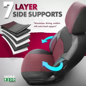 Seat Covers Otom Toro Design Universal Jacquard/ Leather Front / Rear Set 11 Pieces Red / Black ΝΟV-3303-image-6317543