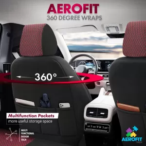 Seat Covers Otom Toro Design Universal Jacquard/ Leather Front / Rear Set 11 Pieces Red / Black ΝΟV-3303-image-6317544