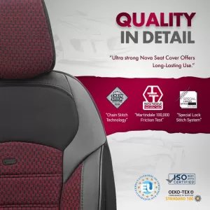 Seat Covers Otom Toro Design Universal Jacquard/ Leather Front / Rear Set 11 Pieces Red / Black ΝΟV-3303-image-6317547