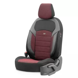 Seat Covers Otom Toro Design Universal Jacquard/ Leather Front / Rear Set 11 Pieces Red / Black ΝΟV-3303-image-6317548