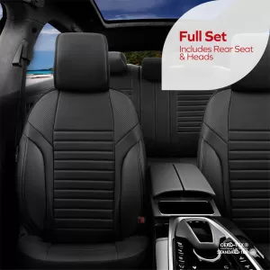 Seat Covers Otom Coral Design Universal Full Artificial Leather Front / Rear Set 11 Pieces Black CRAL-101-image-6317610