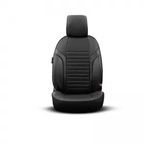 Seat Covers Otom Coral Design Universal Full Artificial Leather Front / Rear Set 11 Pieces Black CRAL-101-image-6317612