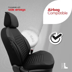 Seat Covers Otom Coral Design Universal Full Artificial Leather Front / Rear Set 11 Pieces Black CRAL-101-image-6317617