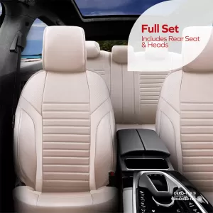 Seat Covers Otom Coral Design Universal Full Artificial Leather Front / Rear Set 11 Pieces Beige CRAL-102-image-6317628