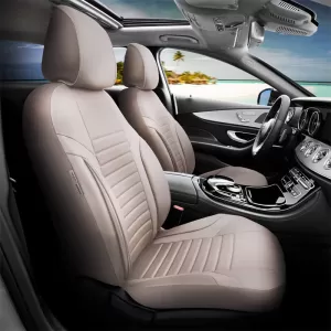 Seat Covers Otom Coral Design Universal Full Artificial Leather Front / Rear Set 11 Pieces Beige CRAL-102-image-6317630