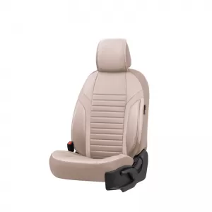 Seat Covers Otom Coral Design Universal Full Artificial Leather Front / Rear Set 11 Pieces Beige CRAL-102-image-6317633