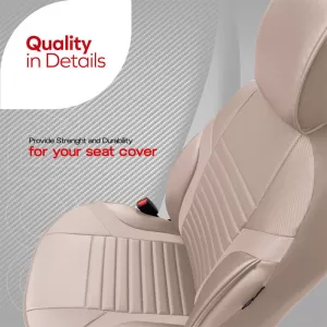 Seat Covers Otom Coral Design Universal Full Artificial Leather Front / Rear Set 11 Pieces Beige CRAL-102-image-6317635