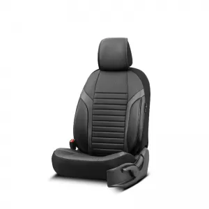 Seat Covers Otom Coral Design Universal Full Artificial Leather Front / Rear Set 11 Pieces Black / Gray CRAL-106-image-6317653