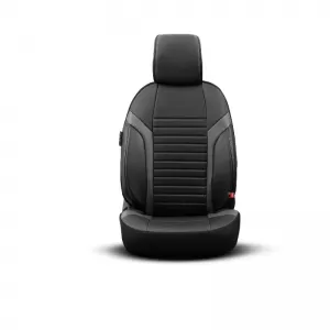 Seat Covers Otom Coral Design Universal Full Artificial Leather Front / Rear Set 11 Pieces Black / Gray CRAL-106-image-6317654