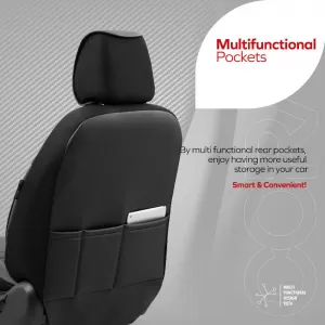 Seat Covers Otom Coral Design Universal Full Artificial Leather Front / Rear Set 11 Pieces Black / Gray CRAL-106-image-6317658