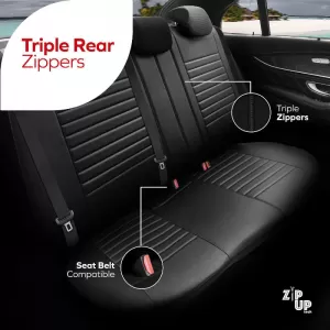Seat Covers Otom Coral Design Universal Full Artificial Leather Front / Rear Set 11 Pieces Black / Red CRAL-104-image-6317669