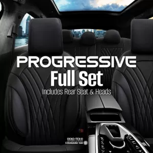Seat Covers Otom Progressive Design Universal Full Synthetic Leather Front / Rear Set 11 Pieces Black PRG-101-image-6317681