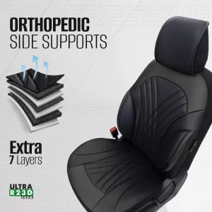 Seat Covers Otom Progressive Design Universal Full Synthetic Leather Front / Rear Set 11 Pieces Black PRG-101-image-6317686