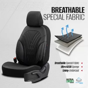 Seat Covers Otom Progressive Design Universal Full Synthetic Leather Front / Rear Set 11 Pieces Black PRG-101-image-6317690