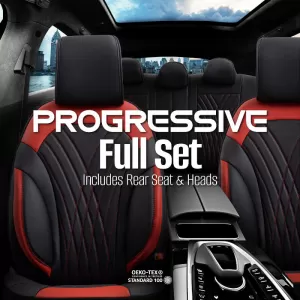 Seat Covers Otom Progressive Design Universal Full Synthetic Leather Front / Rear Set 11 Pieces Black / Red ΡRG-104-image-6317695