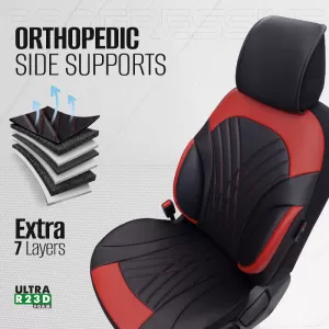 Seat Covers Otom Progressive Design Universal Full Synthetic Leather Front / Rear Set 11 Pieces Black / Red ΡRG-104-image-6317698