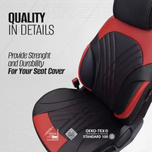Seat Covers Otom Progressive Design Universal Full Synthetic Leather Front / Rear Set 11 Pieces Black / Red ΡRG-104-image-6317699