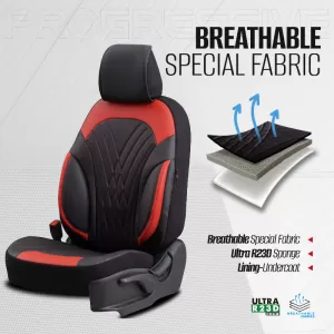 Seat Covers Otom Progressive Design Universal Full Synthetic Leather Front / Rear Set 11 Pieces Black / Red ΡRG-104-image-6317701