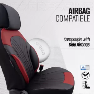Seat Covers Otom Progressive Design Universal Full Synthetic Leather Front / Rear Set 11 Pieces Black / Red ΡRG-104-image-6317702