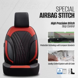 Seat Covers Otom Progressive Design Universal Full Synthetic Leather Front / Rear Set 11 Pieces Black / Red ΡRG-104-image-6317703