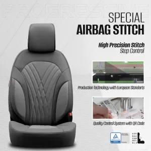 Seat Covers Otom Progressive Design Universal Full Synthetic Leather Front / Rear Set 11 Pieces Gray ΡRG-103-image-6317720