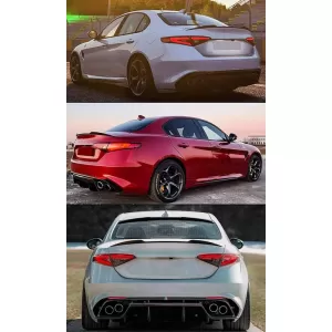 Trunk Spoiler suitable for Alfa Romeo Giulia 2018+ Quadrifoglio Look V2 Gloss Black From Abs Plastic-image-6318025