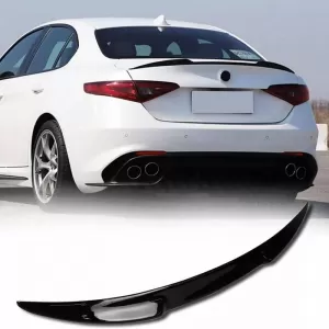Trunk Spoiler suitable for Alfa Romeo Giulia 2018+ Quadrifoglio Look V2 Gloss Black From Abs Plastic-image-6318026