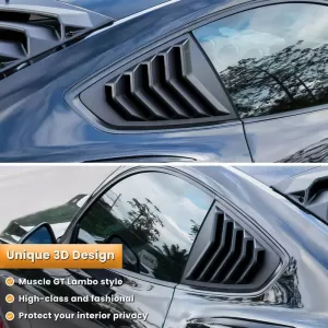 Rear Quarter Glass Cover suitable for Ford Mustang MK6 2015+ Black Color 2 Pieces-image-6318033
