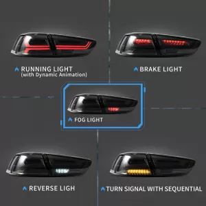Tailights Set Suitable for Mitsubishi Lancer X 08-17 Led Bar Smoke VLAND-image-6318174