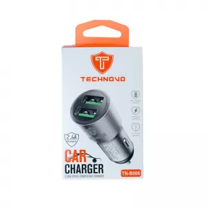 Charger suitable for Car Lighter Technovo TN-B006 with 2 Ports USB 2.4A 12-24V Black 1 Piece