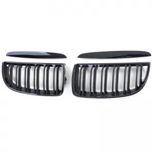 Front Grilles suitable for BMW 3 E90/E91 05-08 M4 Look with Double Grille Glossy Black 4 Pcs-image-6318982