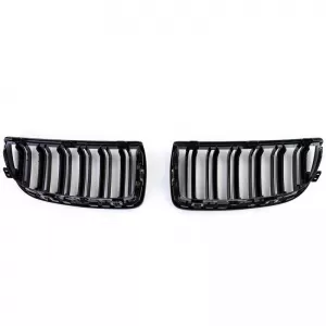 Front Grilles suitable for BMW 3 E90/E91 05-08 M4 Look with Double Grille Glossy Black 4 Pcs-image-6318985