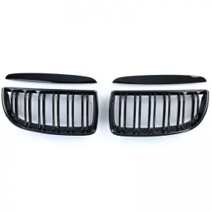 Front Grilles suitable for BMW 3 E90/E91 05-08 M4 Look with Double Grille Glossy Black 4 Pcs-image-6318986