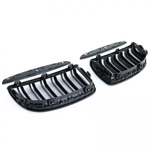 Front Grilles suitable for BMW 3 E90/E91 05-08 M4 Look with Double Grille Glossy Black 4 Pcs-image-6318987