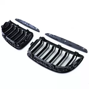 Front Grilles suitable for BMW 3 E90/E91 05-08 M4 Look with Double Grille Glossy Black 4 Pcs-image-6318988