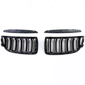Front Grilles suitable for BMW 3 E90/E91 05-08 M4 Look with Double Grille Glossy Black 4 Pcs-image-6318989