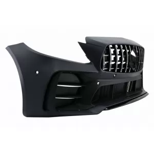 Front Bumper suitable for Mercedes-Benz C-Class C205/W205 14-21 GTR Look (Black Mamba) with Black/Chrome Grille (Black Mamba)-image-6319246