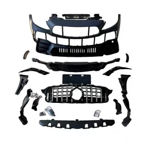Front Bumper suitable for Mercedes-Benz C-Class C205/W205 14-21 GTR Look (Black Mamba) with Black/Chrome Grille (Black Mamba)-image-6319247