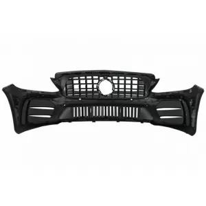 Front Bumper suitable for Mercedes-Benz C-Class C205/W205 14-21 GTR Look (Black Mamba) with Black/Chrome Grille (Black Mamba)-image-6319249